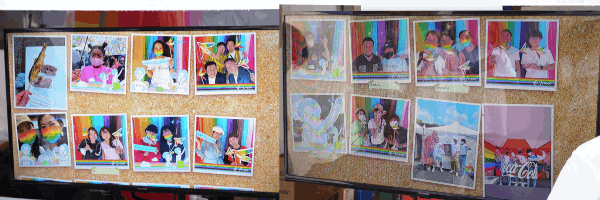 フォトブースにお越しいただいた方々、撮影した写真はその場でモニターに表示