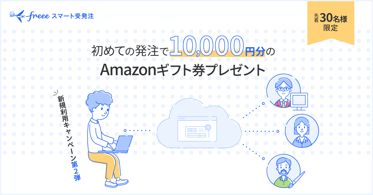 初めての発注で10000円分のAmazonギフト券プレゼント